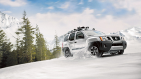 Nissan Xterra shown driving in winter conditions